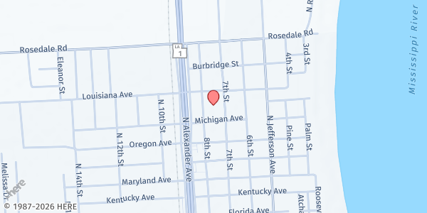 Map showing Port Allen Food Pantry at 850 8th St., Port Allen, LA