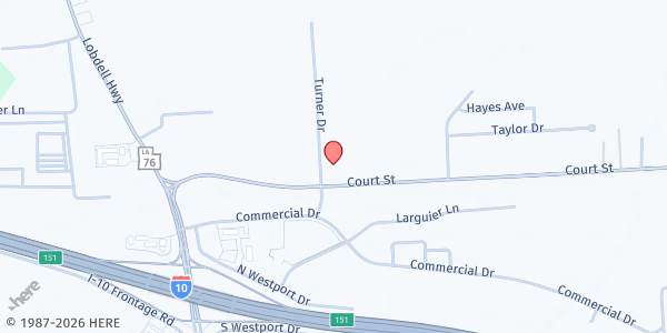 Map showing West Baton Rouge Council on Aging at 2560 Court St., Port Allen, LA