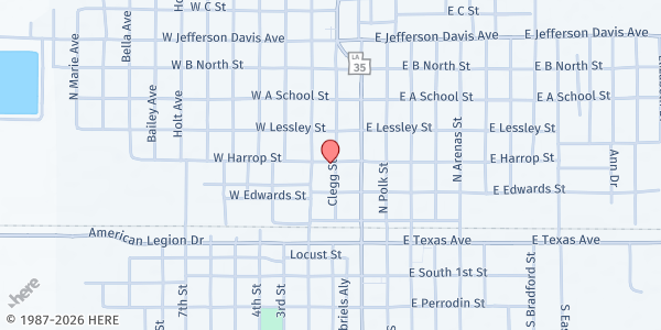 Map showing Christian Service Center (Rayne) at 211 Clegg St., Rayne, LA