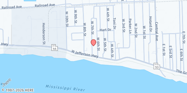 Map showing Spirit of Liberty Full Gospel Church at 130 W 7th St, Reserve, LA