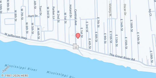 Map showing St. John Community Action - Reserve at 128 Central Ave., Reserve, LA