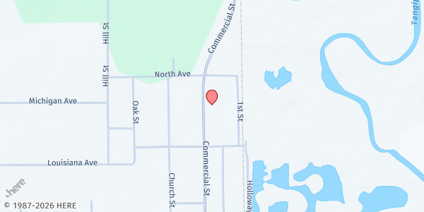 Map showing Calvary Harvestime Tabernacle at 63076 Commercial St., Roseland, LA