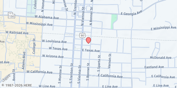 Map showing Christian Community Action - Ruston at 108 S. Bonner St., Ruston, LA