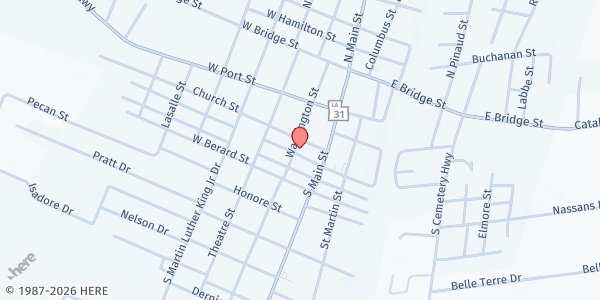 Map showing St. Teresa Center for Works of Mercy at 305 Washington St., Saint Martinville, LA