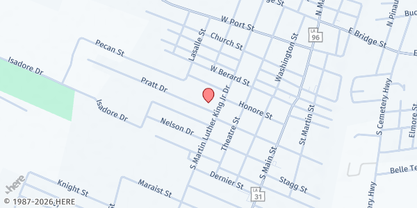 Map showing St. Teresa Center for Works of Mercy at 600 S Martin Luther King Dr, Saint Martinville, LA
