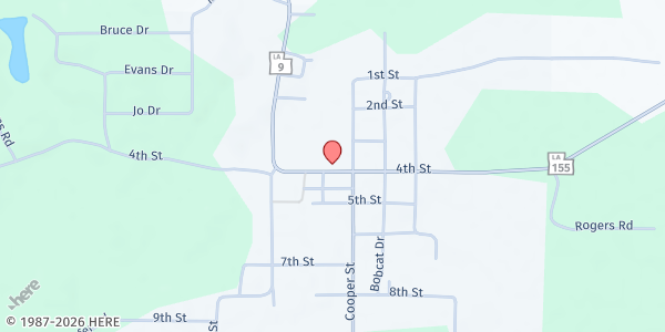 Map showing Saline Carefree Community Center at 1423 4th St, Saline, LA