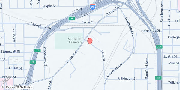 Map showing Christian Services Program (Shreveport) at 2346 Levy St., Shreveport, LA