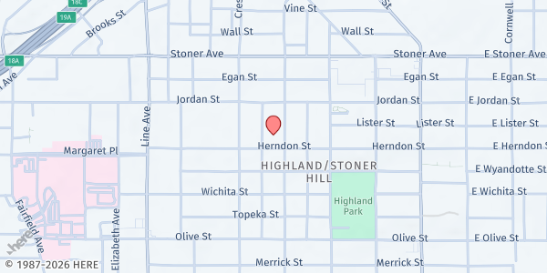 Map showing Noel UMC at 520 Herndon St., Shreveport, LA