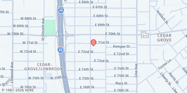 Map showing St. Catherine of Siena Catholic Church at 331 E. 71st St., Shreveport, LA
