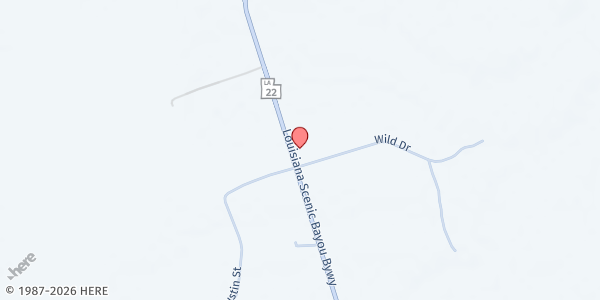 Map showing Killian Baptist Church at 27994 LA Hwy. 22, Springfield, LA