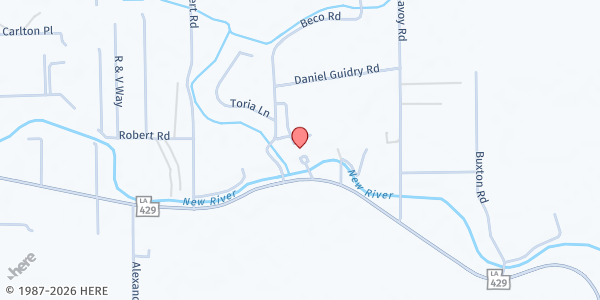 Map showing Holy Rosary at 44450 LA-429, St. Amant, LA