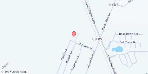 Map showing East Iberville Food Pantry at 5035 Iberville St., St. Gabriel, LA