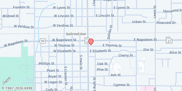 Map showing Care Help of Sulphur, Inc. at 112 East Thomas Street, Sulphur, LA