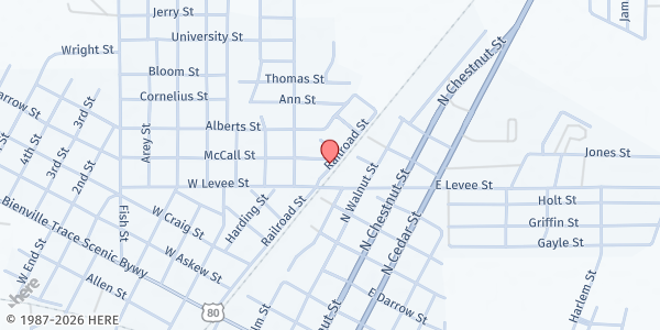 Map showing First SDA Tallulah at 117 McCall St., Tallulah, LA
