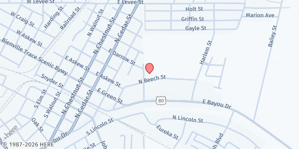 Map showing Madison Parish Mobile Distribution - Tallulah at 800 N. Beech St., Tallulah, LA