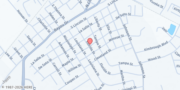 Map showing St. John MBC at 1000 Florida St., Tallulah, LA