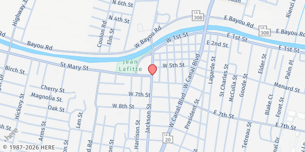 Map showing Lafourche Parish Government - Thibodaux at , Thibodaux, LA