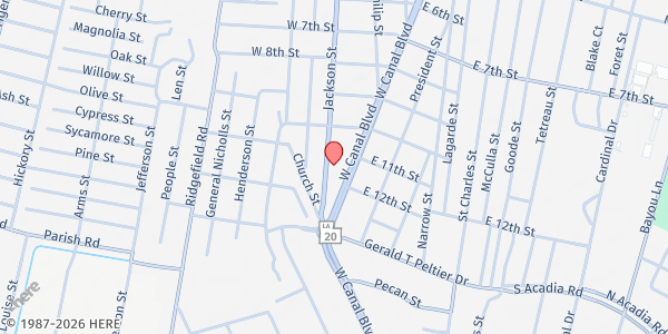 Map showing Moses Baptist Church at 1032 Canal Blvd, Thibodaux, LA