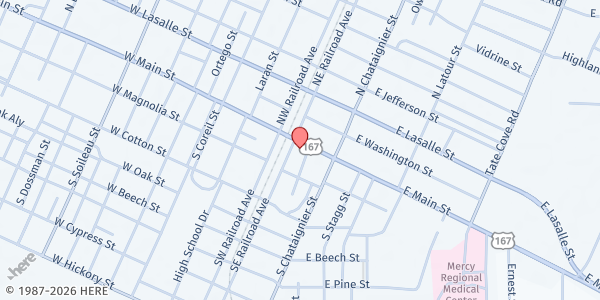 Map showing City of Ville Platte Mobile Pantry at 126 E. Main St., Ville Platte, LA