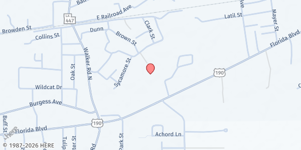 Map showing House of Praise at 13900 Jr. Dr., Walker, LA