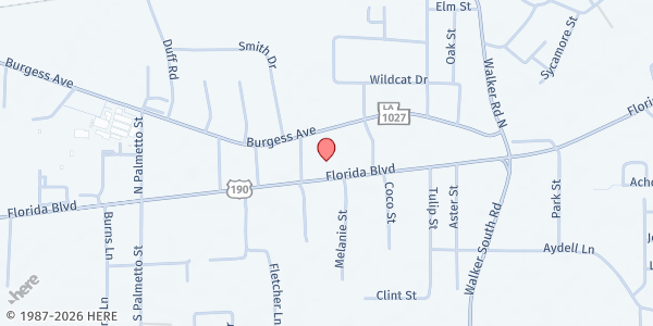 Map showing Walker Pentecostal Church at 9969 Florida Blvd., Walker, LA