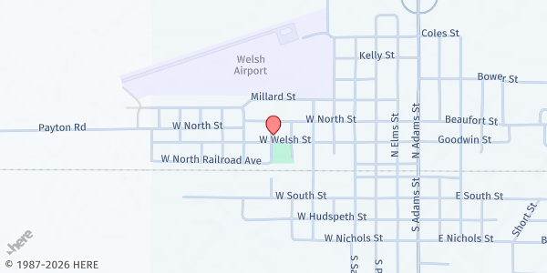 Map showing New Jerusalem BC at 710 Welsh Street, Welsh, LA