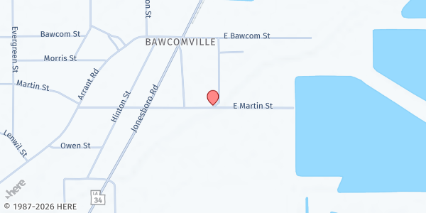 Map showing Apostolic Restoration Church at 108 WT Hemphill Dr., West Monroe, LA