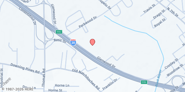 Map showing Pentecostals of the Twin Cities at 1255 Glenwood Dr., West Monroe, LA