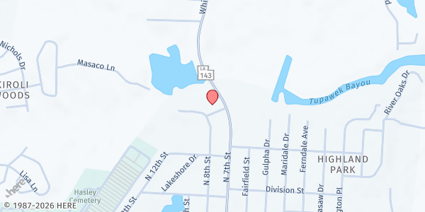 Map showing Whites Ferry Road Church at 3201 N. 7th St., West Monroe, LA