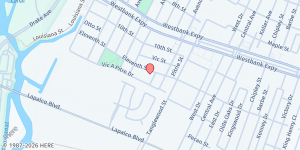 Map showing Greater Zionfield at 636 11th St., Westwego, LA