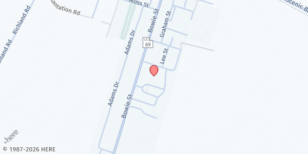 Map showing Mission Outreach for Christ at 54925 South Street, White Castle, LA