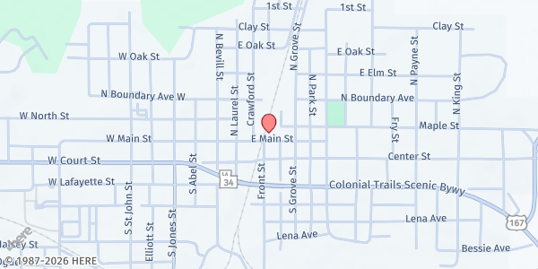 Map showing Winn Parish Fairgrounds - Winnfield Mobile Pantry at 499 E. Main St., Winnfield, LA