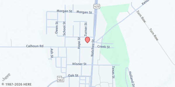 Map showing First Baptist Wisner at 9402 Natchez St., Wisner, LA