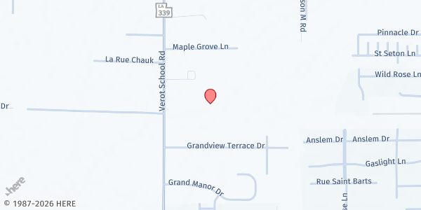 Map showing First Assembly of God at 3555 Verot School Rd., Youngsville, LA