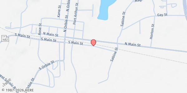 Map showing The Food Bank of Central Louisiana Mobile Pantry Program (Zwolle) at 1100 S. Main St., Zwolle, LA