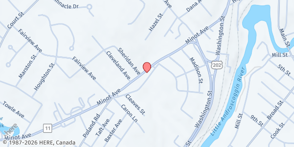 Map showing Seventh Day Adventist Food Pantry at 316 Minot Ave, Auburn, ME