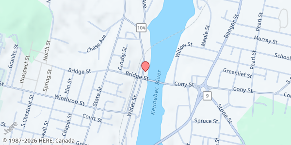 Map showing Bread of Life Ministries Soup Kitchen at 157 Water St, Augusta, ME
