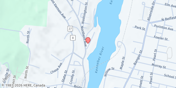 Map showing Farmers' Market at Mill Park at North Water St, Augusta, ME