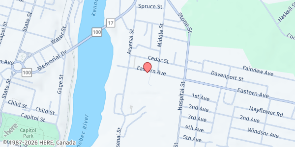 Map showing Salvation Army – Augusta Food Pantry at 36 Eastern Ave, Augusta, ME