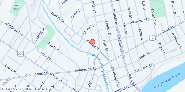 Map showing Bangor Farmers' Market at Corner of Franklin & Harlow Streets, Bangor, ME