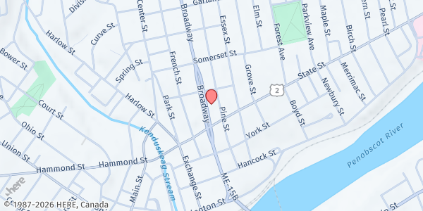 Map showing Northern Light Urology at 55 Broadway, Bangor, ME
