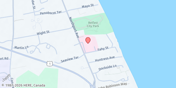 Map showing Waldo County General Hospital at 118 Northport Ave, Belfast, ME