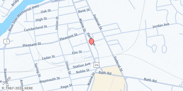 Map showing Brunswick Farmers' Market at 11 School St, Brunswick, ME