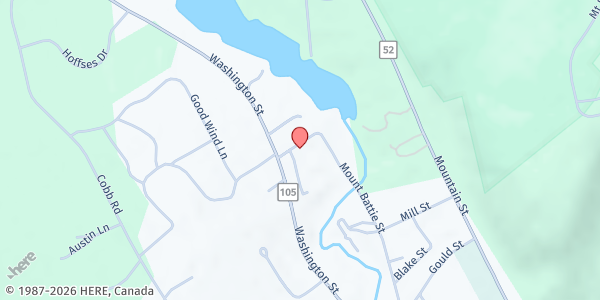 Map showing Camden Area Christian Food Pantry at 128 Mt Battie St, Camden, ME