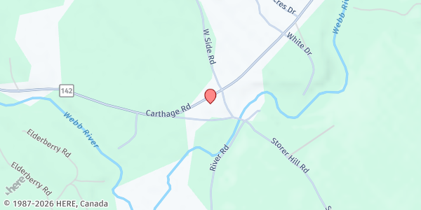 Map showing Town of Carthage Food Pantry at 703A Carthage Rd, Carthage, ME