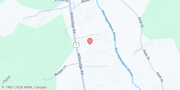 Map showing Maine Sea Coast Msn Food Pntry at 6 Weald Bethel Ln, Cherryfield, ME