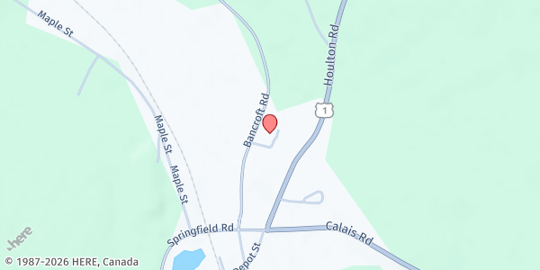 Map showing Town of Danforth Food Pantry at 85 Bancroft Rd., Danforth, ME