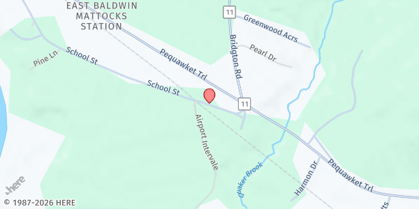 Map showing Baldwin Area Food Pantry at 26 School St, East Baldwin, ME