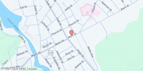 Map showing Ellsworth Winter Farmers' Market at Unitarian Universalist Church at 121 Bucksport Road, Ellsworth, ME