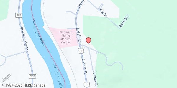 Map showing Fish River Rural Health - Food Pantry at 12 Bolduc Ave, Fort Kent, ME
